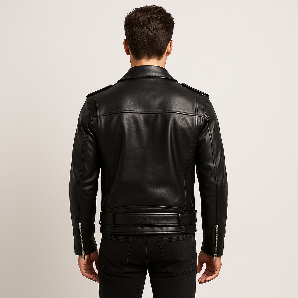 Classic Black Biker Leather Jacket