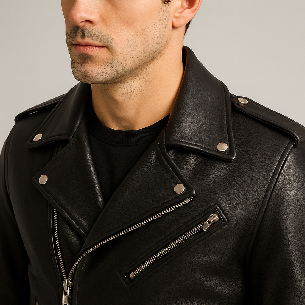 Classic Black Biker Leather Jacket