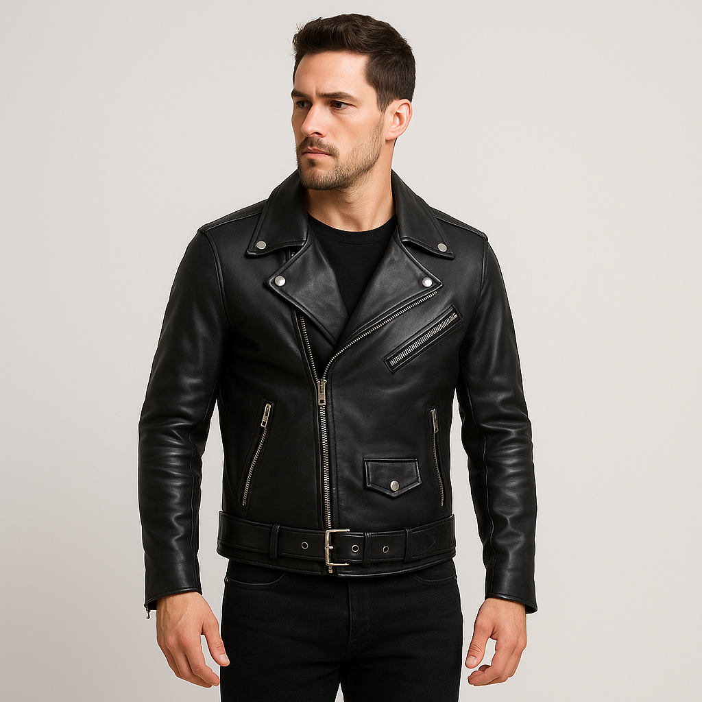 Classic Black Biker Leather Jacket