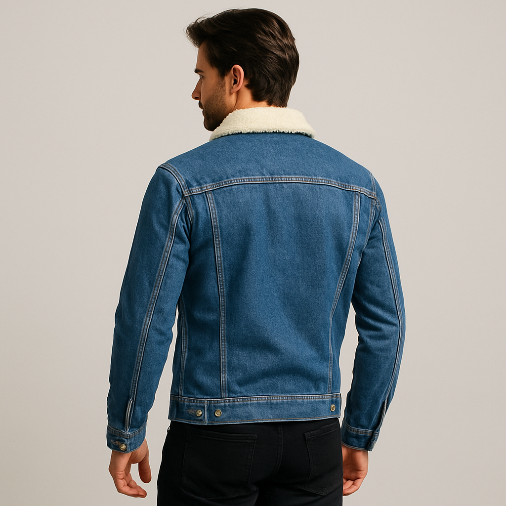 Denim Trucker Jacket with Shearling Collar