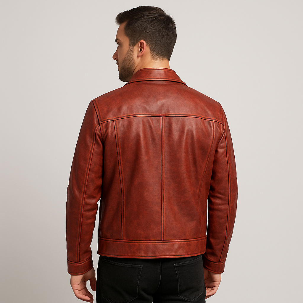 Retro Rebel Red Leather Jacket