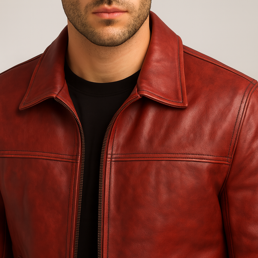 Retro Rebel Red Leather Jacket