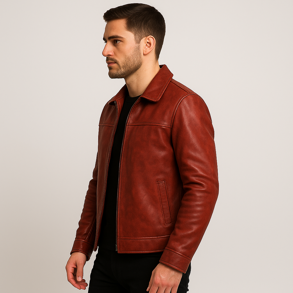 Retro Rebel Red Leather Jacket