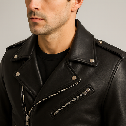 Classic Black Biker Leather Jacket