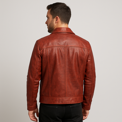 Retro Rebel Red Leather Jacket
