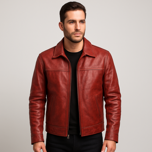 Retro Rebel Red Leather Jacket