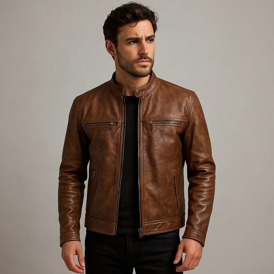 Vintage Distressed Café Racer Jacket