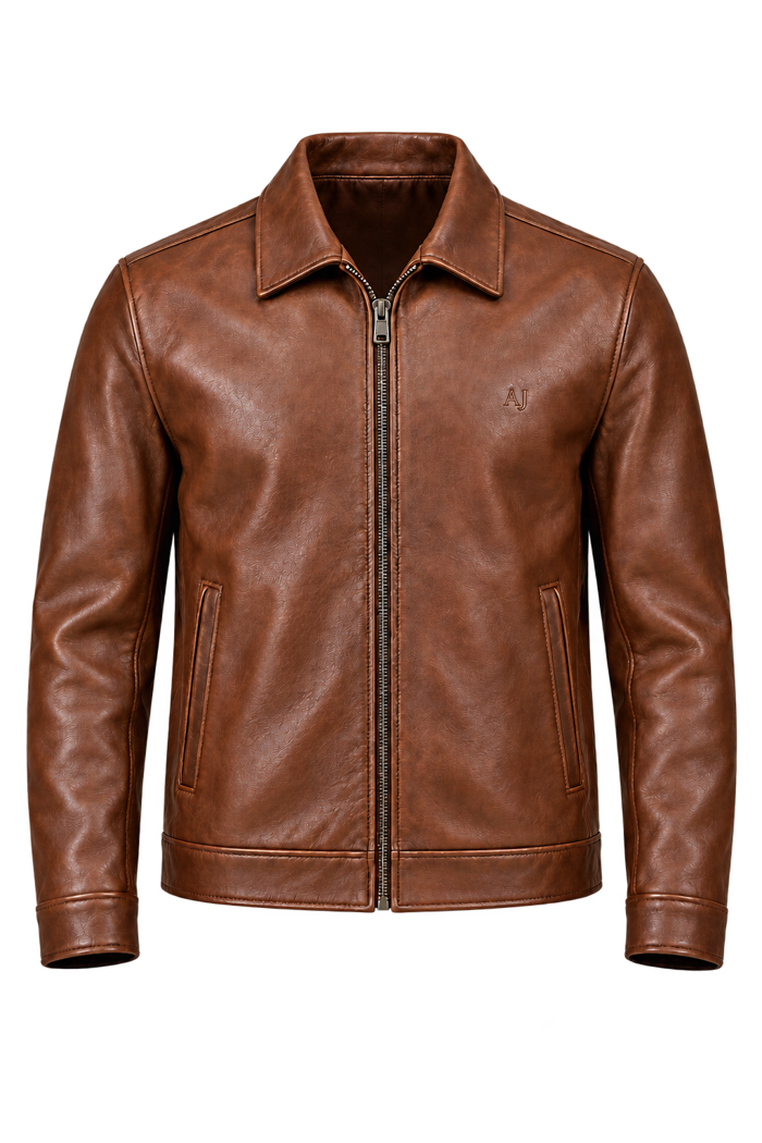 Rowan tobacco collared leather jacket